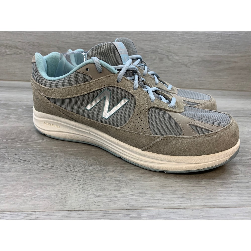 New Balance Women's Walking Shoes Grey Light Blue Suede Mesh 12 2E Shoes